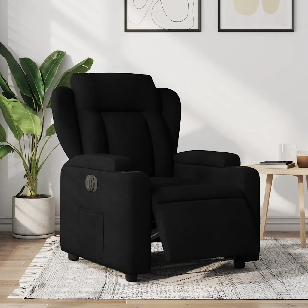 Poltrona Elettrica Reclinabile Nera in Tessuto 3204460