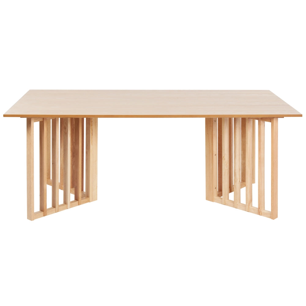 Tavolo da pranzo in legno di frassino chiaro MDF 200 x 100 cm Piano impiallacciato in frassino Design moderno Base a canale