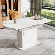 Tavolo da pranzo allungabile 110/130x70x75 cm con contenitore; bianco e argento