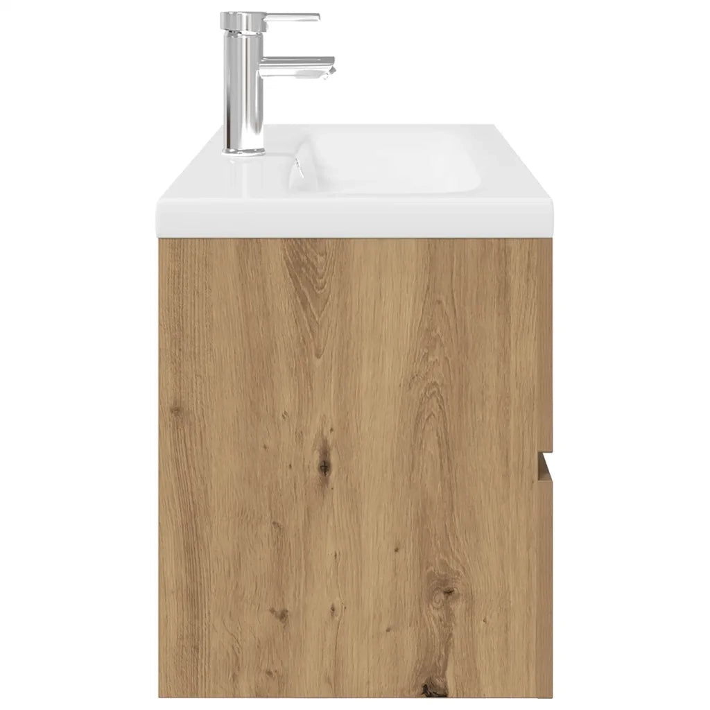 Mobile Bagno con Lavabo Integrato&Rubinetto-Lavandino-Lavabo Rovere Artigianale 260514