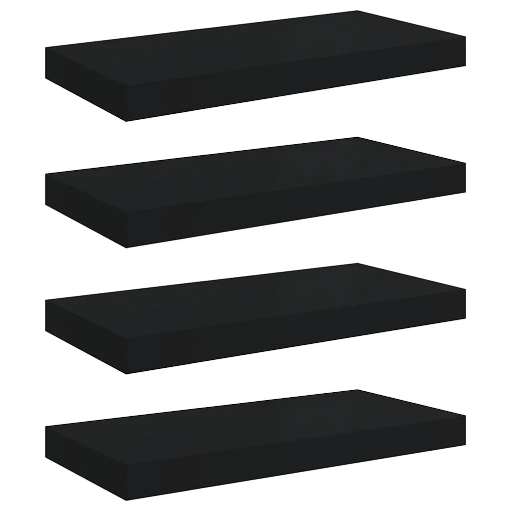 Scaffali a Parete 4 pz Neri 50x23x3,8 cm in MDF 323831