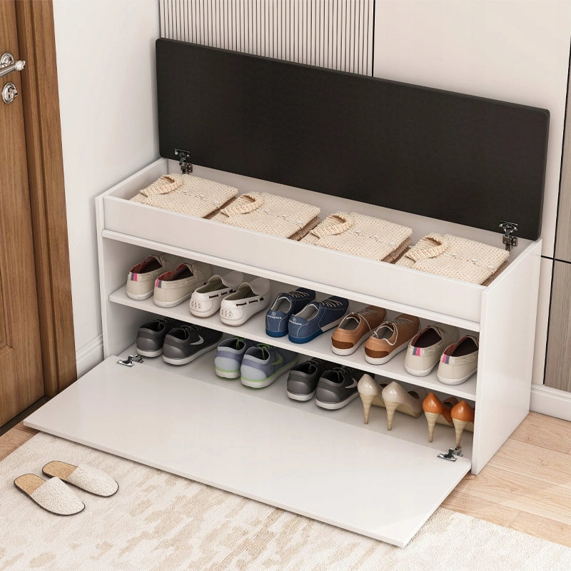 Armadio per scarpe con seduta e vano portaoggetti bianco grande 2 ripiani apribile 100 cm