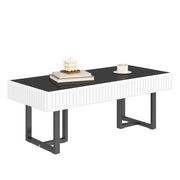 Tavolino da caffè fisso con piano parzialmente laccato per soggiorno in MDF e truciolare 110 × 50.5 × 41 cm