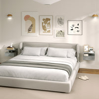 Set 2 Comodini Sospesi per Camera da Letto 35x32x22,5 cm con Cassetto in Legno Grigio