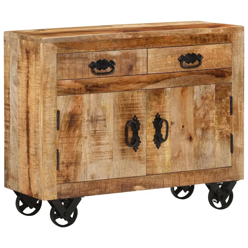 Credenza | Madia | Buffet da pranzo | Armadio da pranzo 80x30x65 cm in Legno Grezzo Massello di Mango