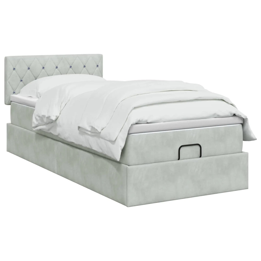 Letto ottomano con materasso Grigio Chiaro 100 x 200 cm Velluto 3456465