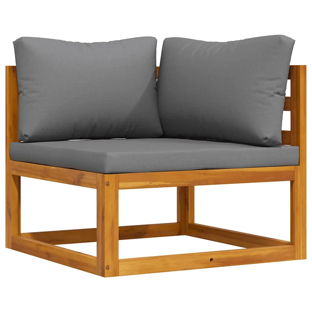Divano Angolare Modulare Cuscini Grigio Scuro Massello Acacia cod mxl 65881