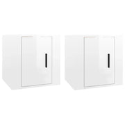 Mobili Porta TV a Parete 2 pz | Armadietto TV | Mobile Porta TV Bianco Lucido 40x34,5x40 cm