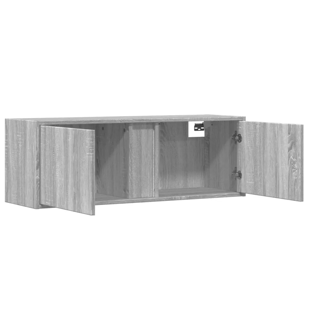 Mobile TV a Parete con Luci LED Grigio Sonoma 100x31x35 cm