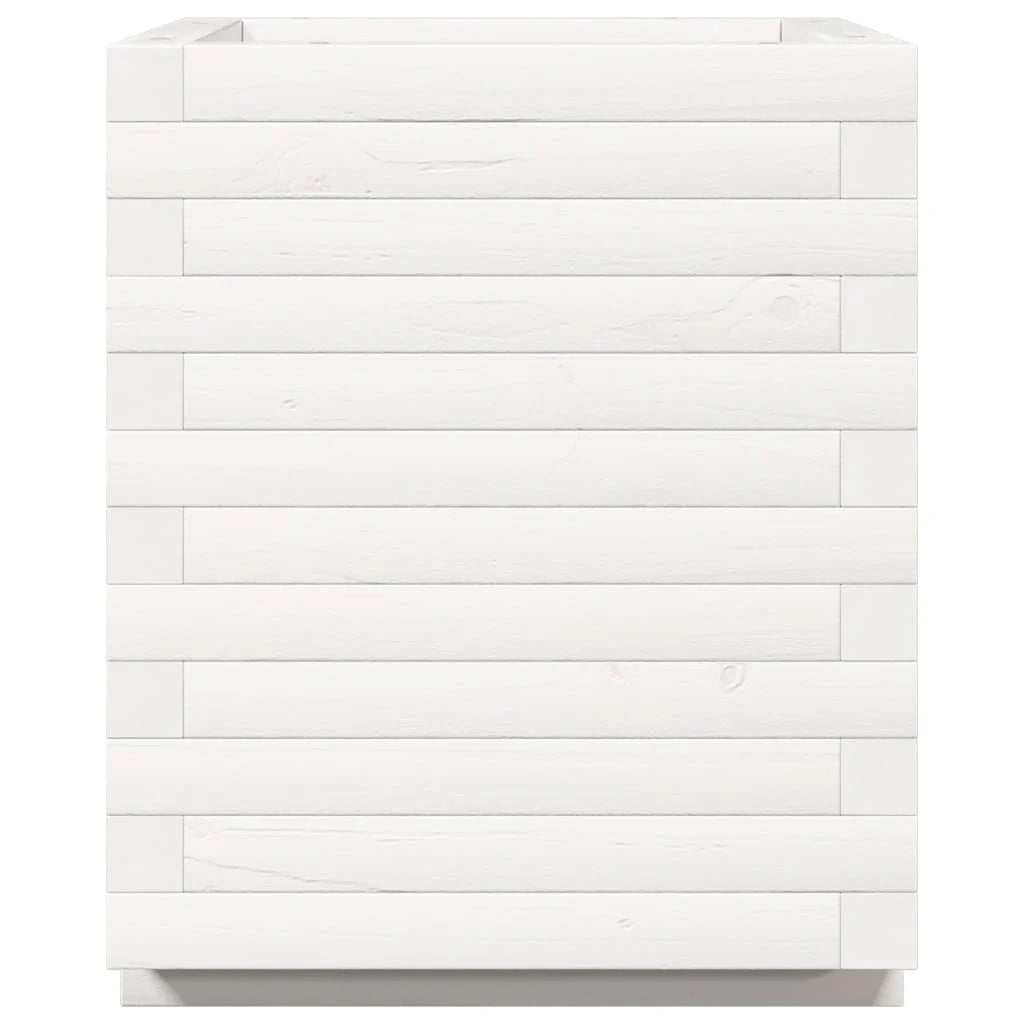Fioriera rialzata per piante e fiori terrazza o giardino 40 x 40 x 49,5 cm legno di pino massiccio bianco 02_0037567