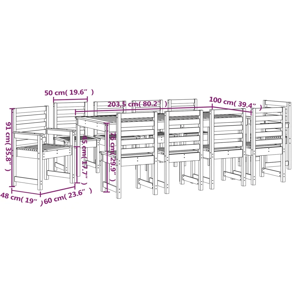 Set da Pranzo da Giardino 11 pz in Legno Massello di Pino 3154719