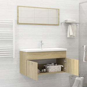 Set Mobili da Bagno 2 pz Rovere Sonoma in Truciolato cod mxl 23458