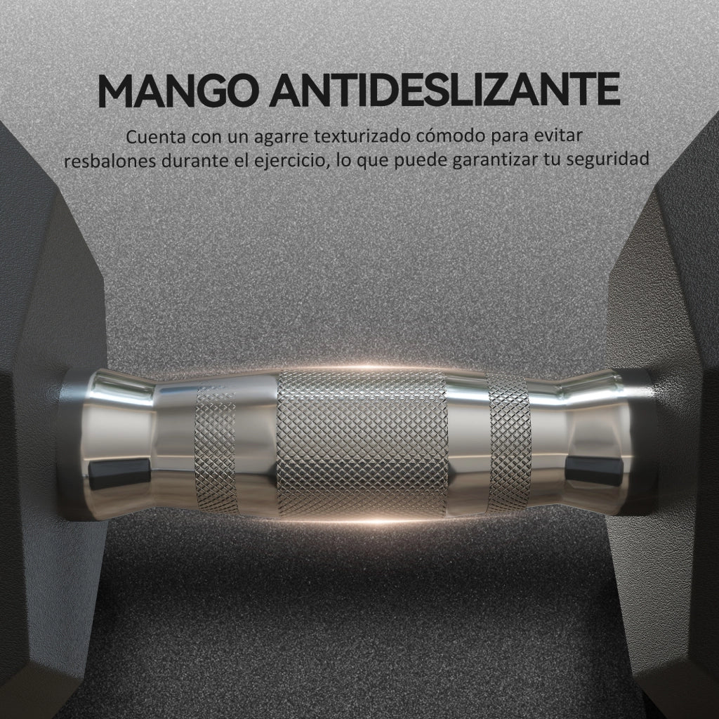 Set 2 manubri esagonali 15 kg ¨C zephmum ¨C ferro fuso gomma nero