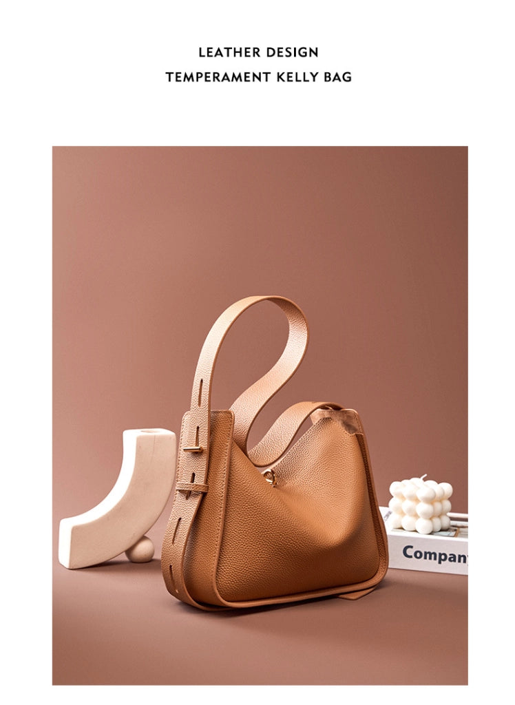 Borsa a tracolla da donna in vera pelle, borsa a mano stile college, borsa hobo marrone