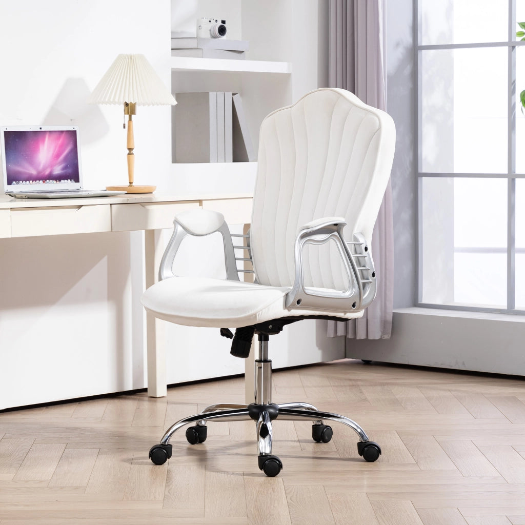 Sedia da ufficio girevole con braccioli ¨C zephmum ¨C regolabile in altezza, schienale reclinabile, bianco