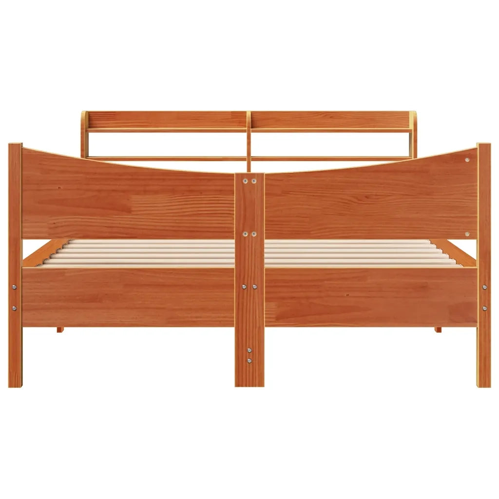Giroletto con Testiera Marrone Cera 150x200 cm Massello Pino 3307043
