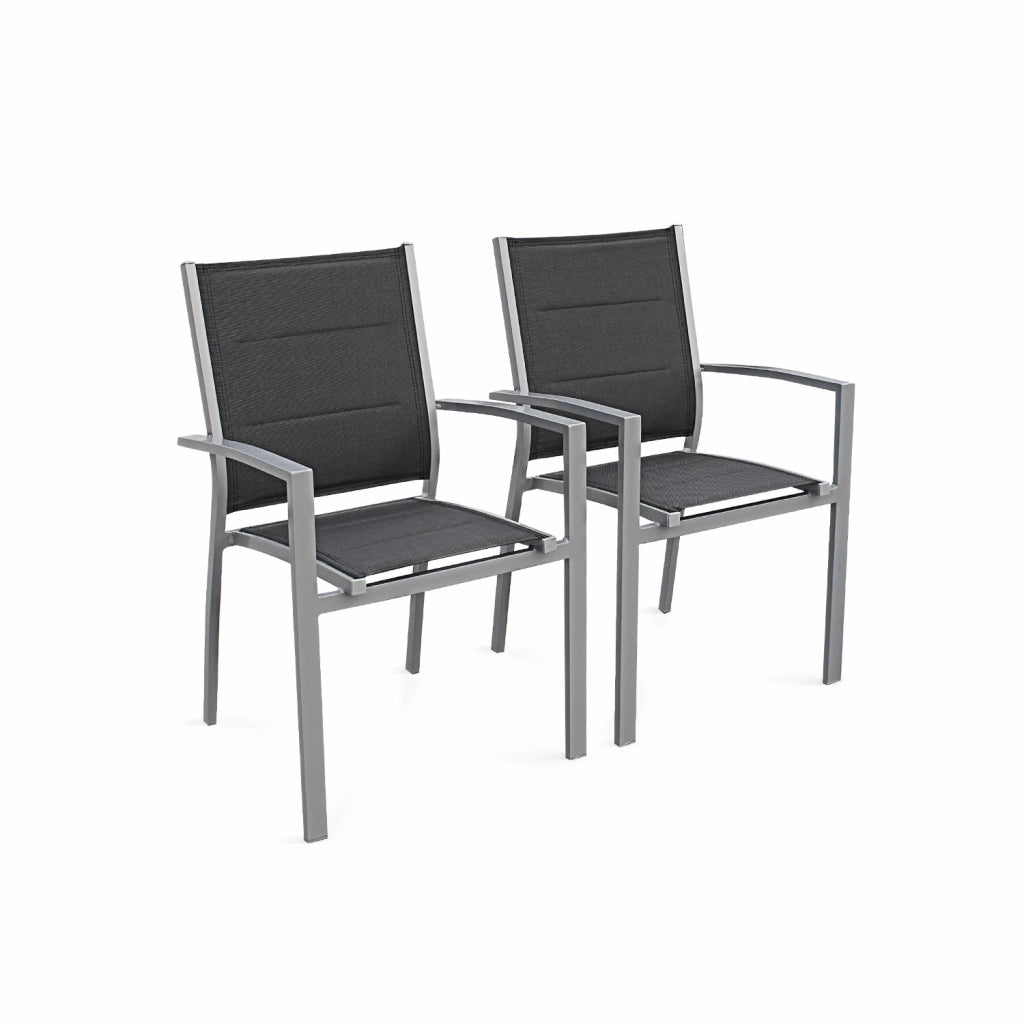 Set tavolo da giardino allungabile in alluminio con 6 sedie, grigio
