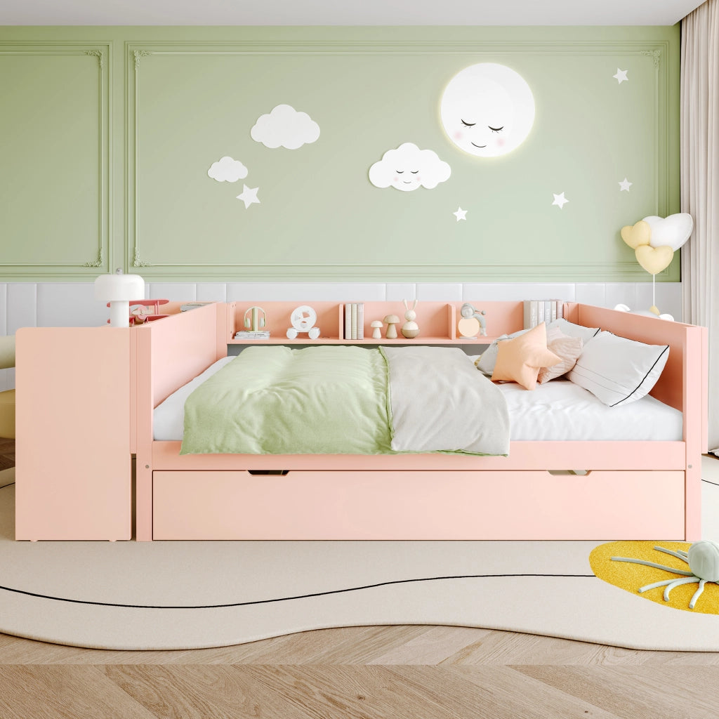 Letto Contenitore Matrimoniale Imbottito 140x200 cm con Testiera Contenitore; Rosa