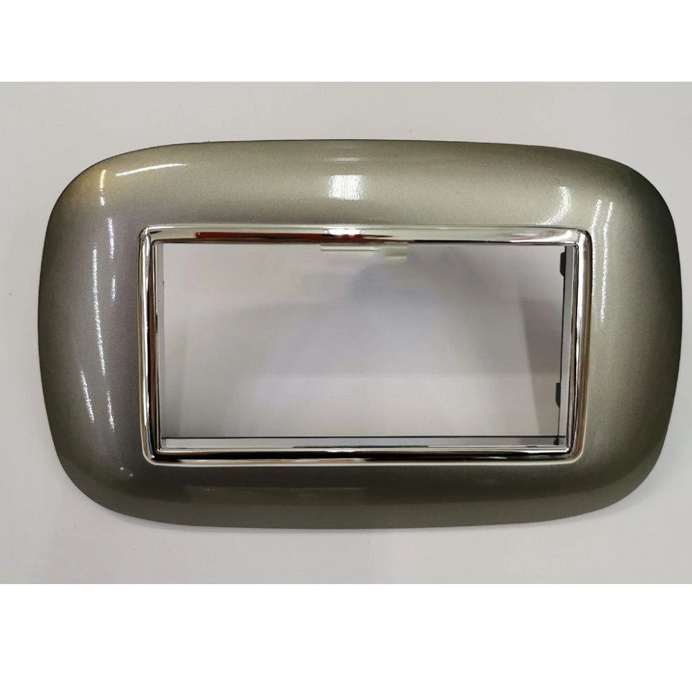 Trade Shop - Placca Oval 3 4 6 Moduli Colore Titanio Compatibile Bticino Axolute -  -4 Fori     -