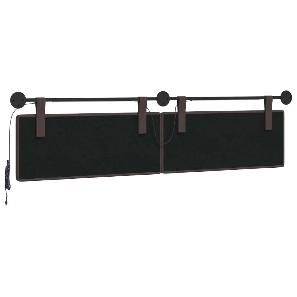 Testiera sospesa Con luce LED Marrone Scuro Tessuto