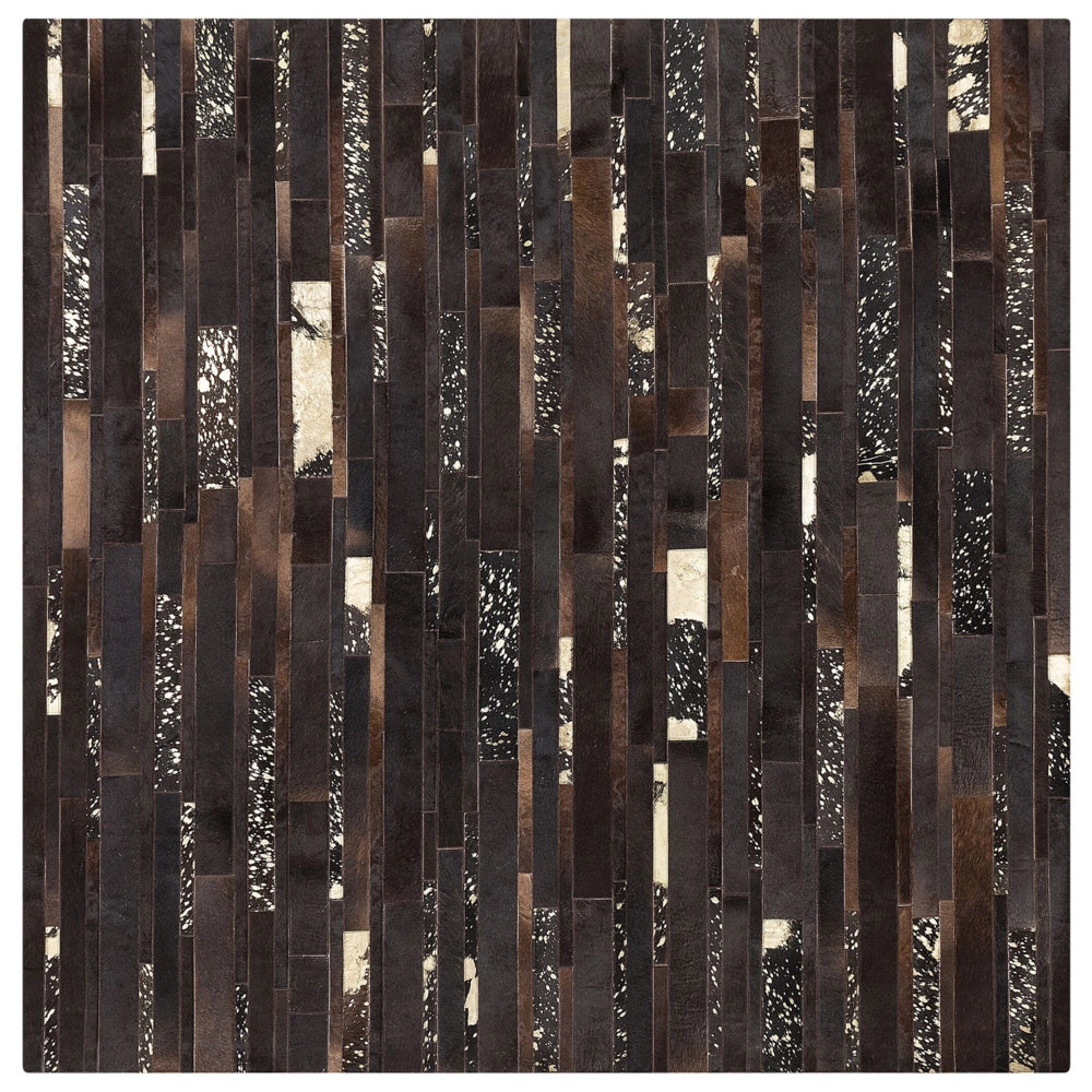 Tappeto Marrone Vera Pelle 200 x 200 cm Pelle Bovina Artigianale