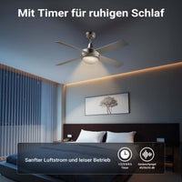 Ventilatore da soffitto Ø 130 cm con 4 pale, lampadario ventilatore con 3 velocità, telecomando, timer, modalità estiva e invernale, 65 W