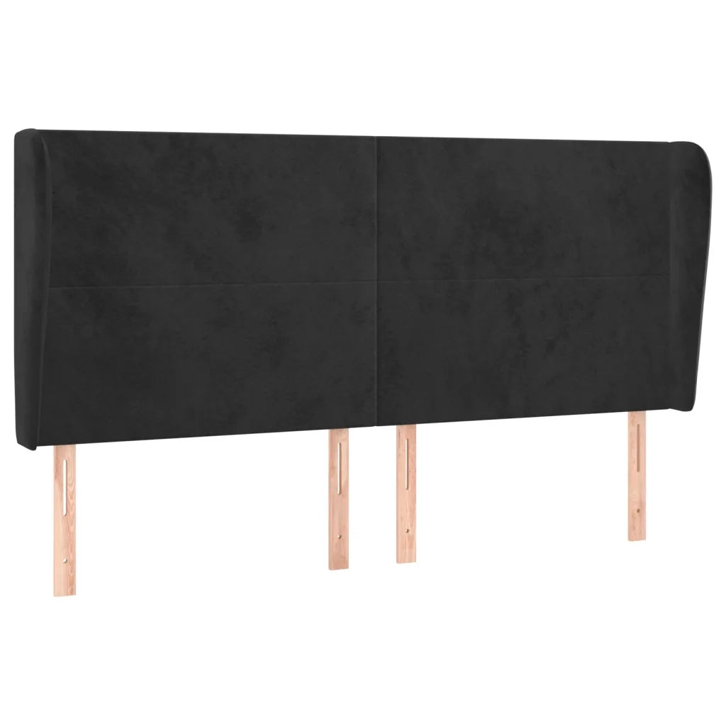Testiera ad Orecchio-Testata con Orecchie Nera 183x23x118/128 cm in Velluto 529027