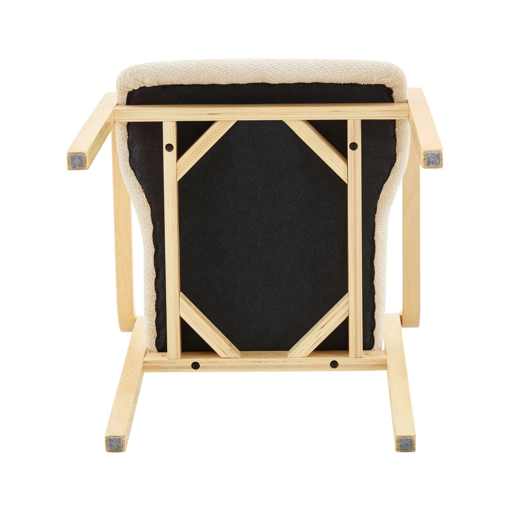 Sedia da Pranzo con Braccioli, Design Scandinavo, Schienale Ergonomico, in Legno Bianco