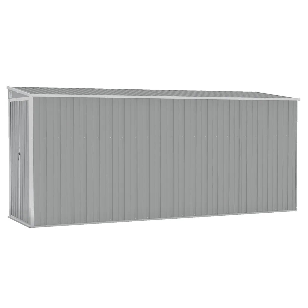 Capanno Giardino a Parete Grigio 118x382x178 cm Acciaio Zincato
