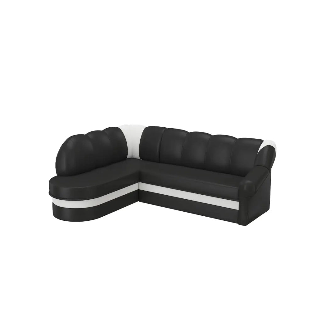 Divano angolare sinistro convertibile BENANA 250 cm nero e bianco con contenitore