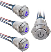 Drenaggio automatico - Interruttore a pulsante a chiave per clacson - Pulsante acqua 12 mm con luce LED - 12 V/24 V - Pacchetto da 3 pezzi