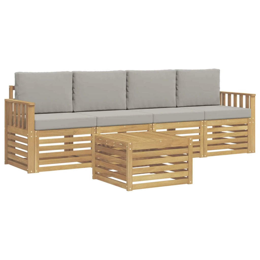 Set di divani da esterno 5 pcs Bianco e Grigio Chiaro 3391346