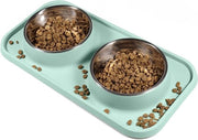 Piattaforma per gatti con mat di silicone antiscivolo e piatti in acciaio inossidabile rimovibili - per gatti e piccoli cani