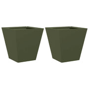 2 pz Fioriere | Cassetta per fiori | Vaso da Giardino Verde Oliva 30x30x30 cm in Acciaio