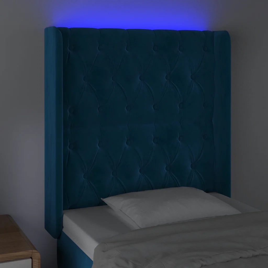 Testiera a LED Blu Scuro 83x16x118/128 cm in Velluto 3124418