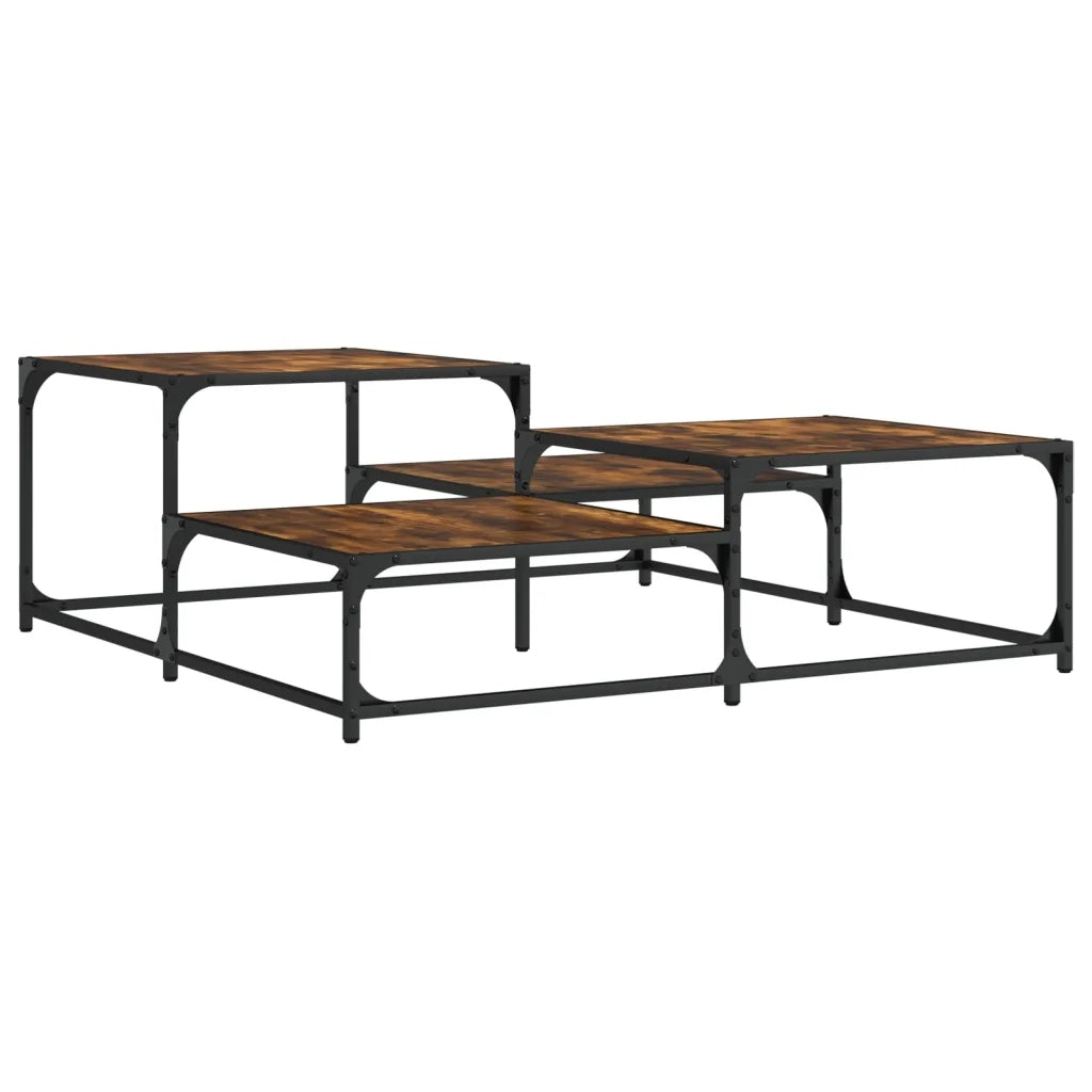 Tavolino da Salotto-Tavolino da soggiorno-Tavolo Rovere Fumo 107x107x40 cm Legno Multistrato