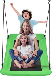 Altalena a nido d'ape con corde regolabili, altalena per bambini e adulti, 150 cm x 80 cm, altalena da giardino fino a 150 kg, per interni ed esterni (verde)