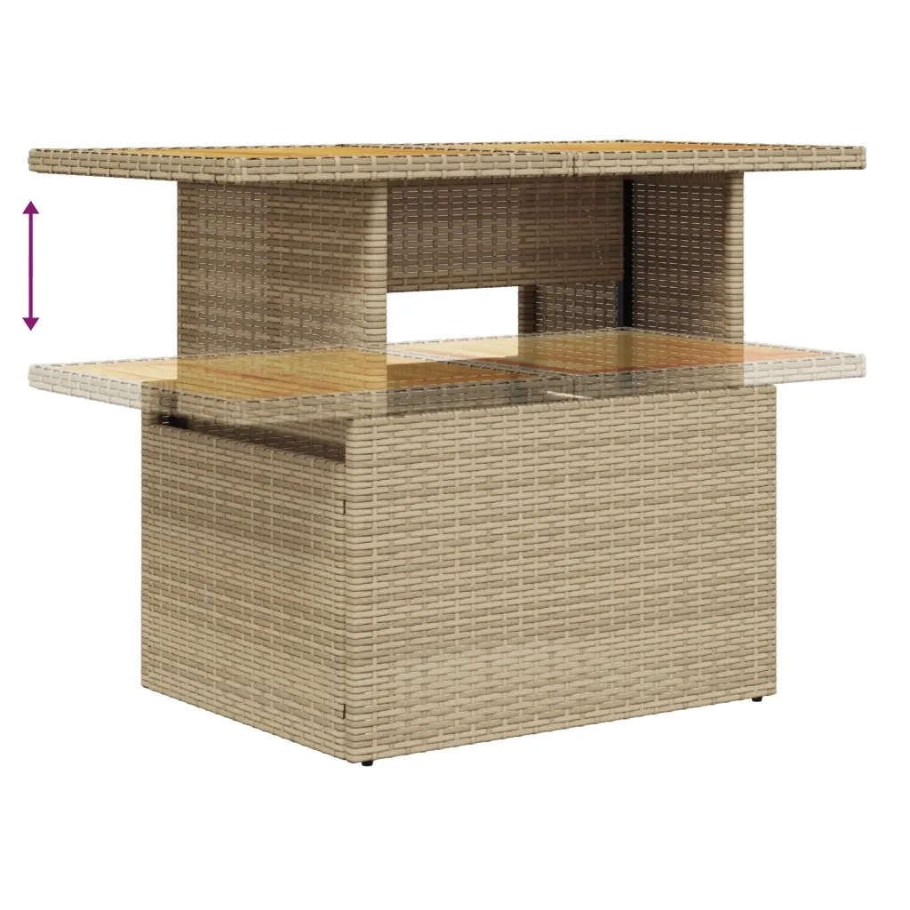 Tavolo da Giardino | Tavolino da esterno Beige 100x55x73 cm Polyrattan e Legno Acacia