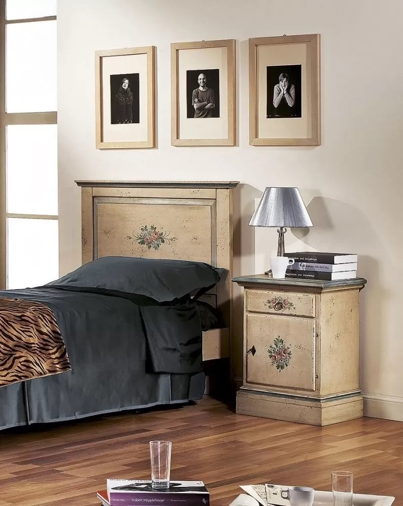  comodino arte povera 1 cassetto 1 porta legno shabby avorio 50x38x65 (1430) - Mobili 2G