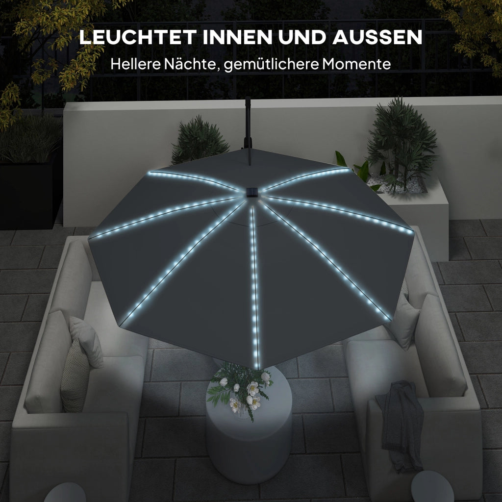 Ombrellone da giardino LED solare ¨C zephmum ¨C 300 cm regolabile in altezza grigio antracite