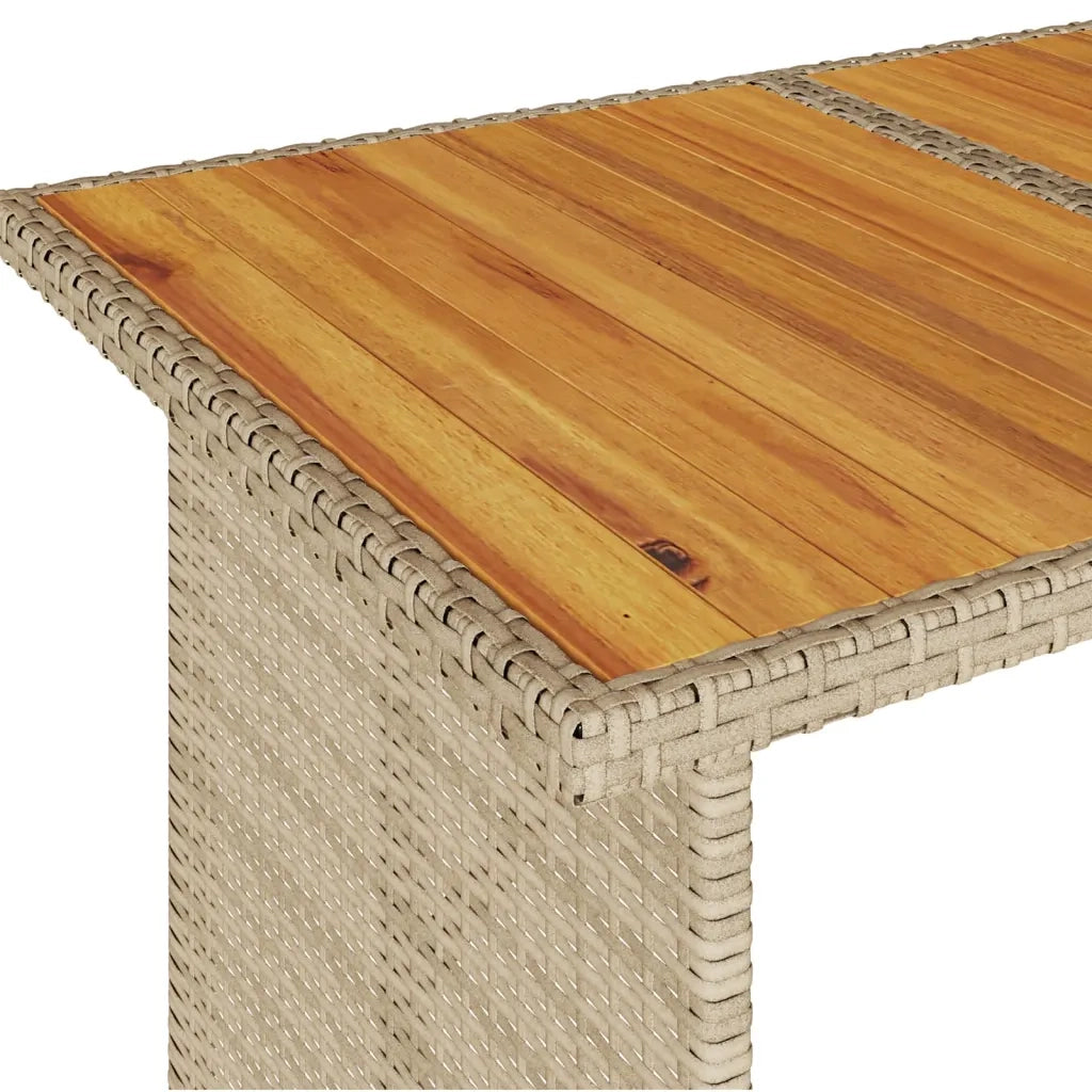 Tavolo da Giardino Piano in Legno Beige 110x68x70 cm Polyrattan 366357