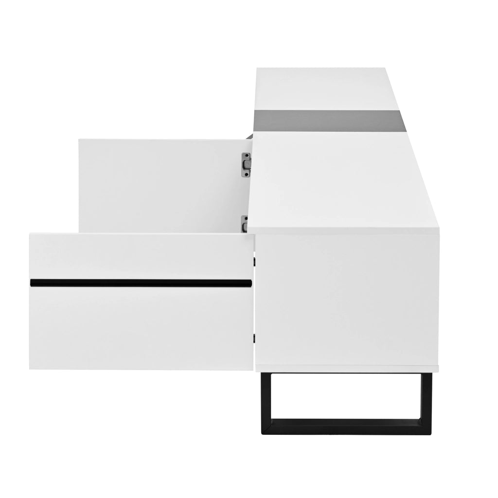 Mobile TV con 2 Ante; 1 Vano a Ribalta e Vano Aperto; Stile Minimalista; per Soggiorno; 180??38??45 cm; Bianco