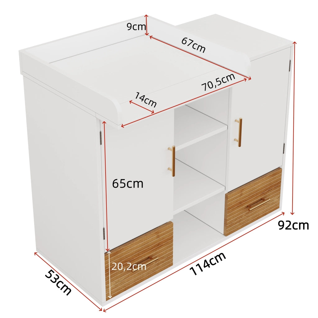 CASSETTIERA FASCIATOIO 114 x 53 x 92 cm MDF Bianco/Naturale