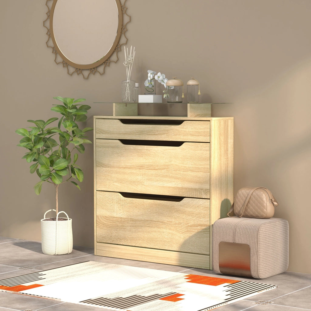 Armadio per Scarpe con 2 Antine Ribaltabili e 1 Cassetto Scorrevole ¨C zephmum ¨C Bianco 80x35x120 cm