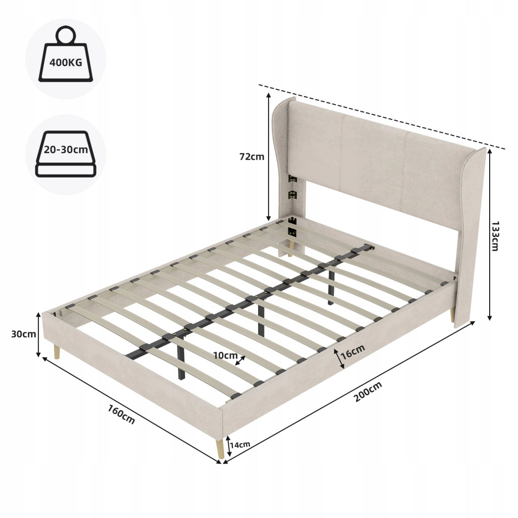 Letto imbottito 160x200 - Xylo - Beige minimalista