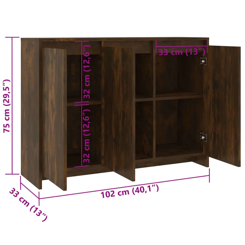Buffet credenza cassettiera armadio mobile contenitore organizer per cucina soggiorno salotto 102 x 33 x 75 cm legno ingegnerizzato marrone 02_0030847