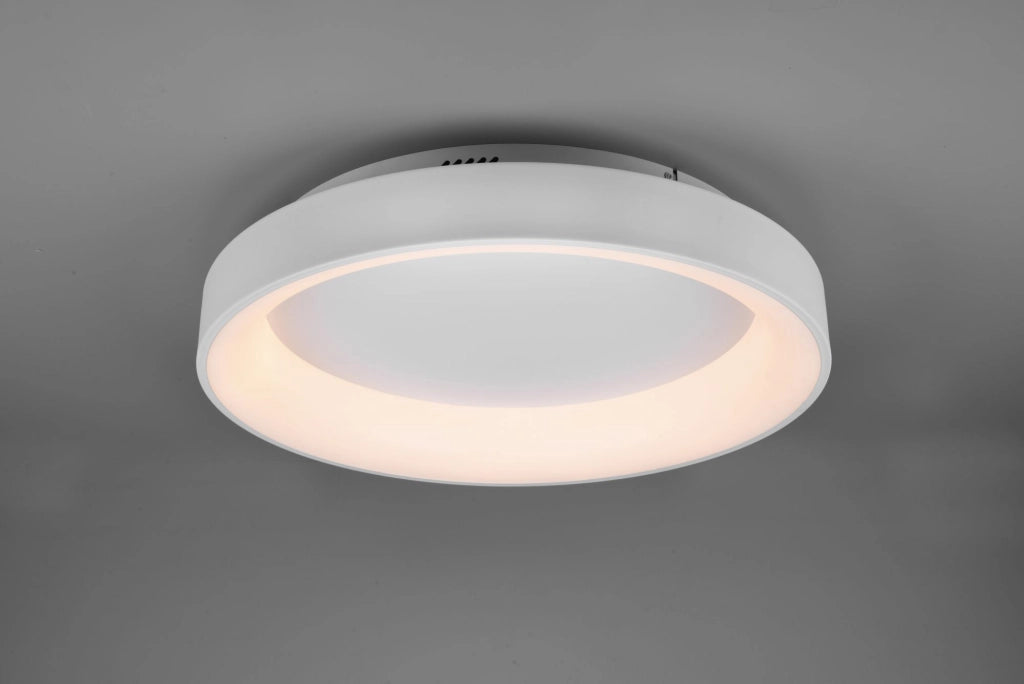 GIRONA PLAFONIERA LED 48W 5600lm, 2700 - 6000K METALLO BIANCO OPACO CON TELECOMANDO MULTIFUNZIONE D. 60CM DIMMERABILE