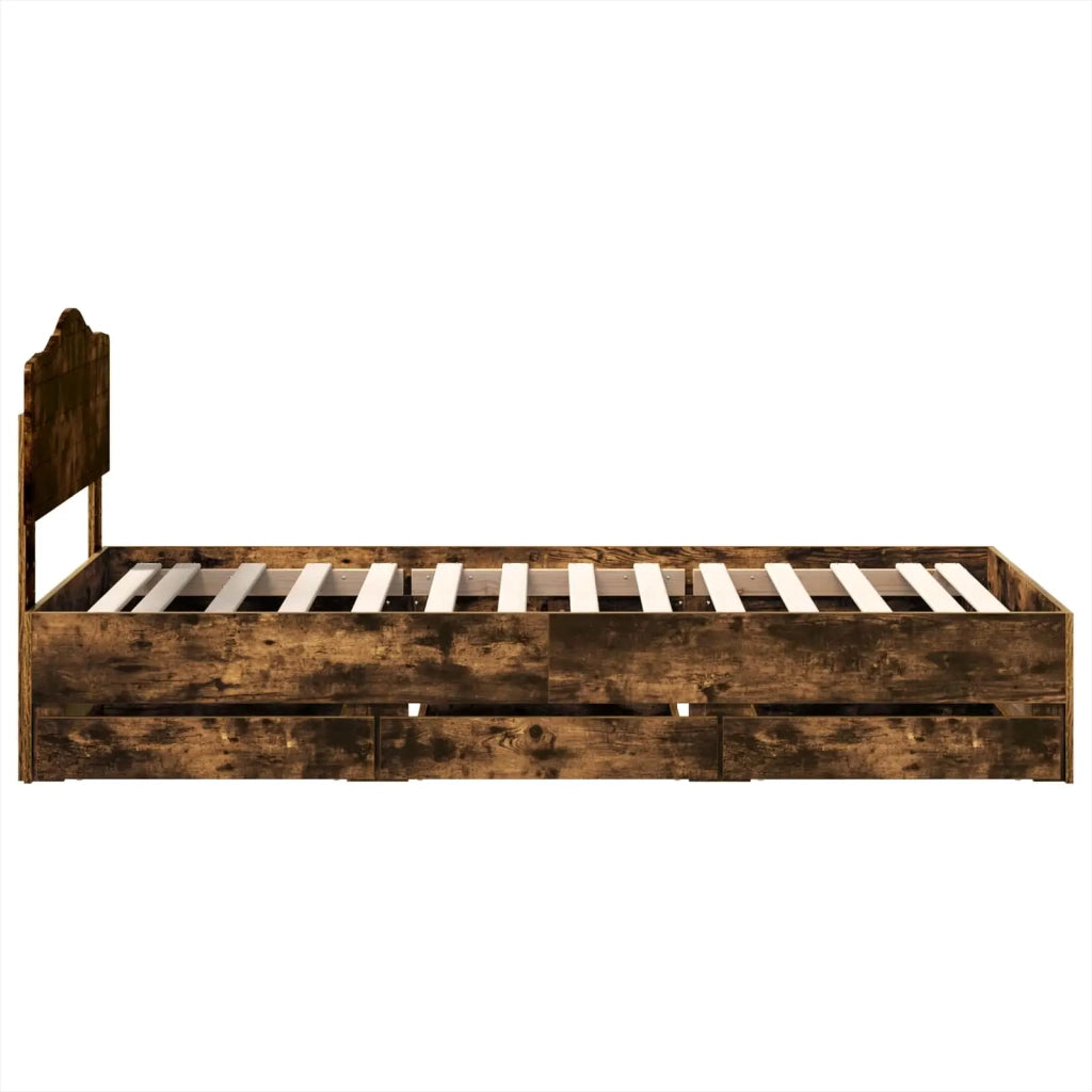Struttura del letto con cassetto Rovere fumé 90 x 200 cm 3413044