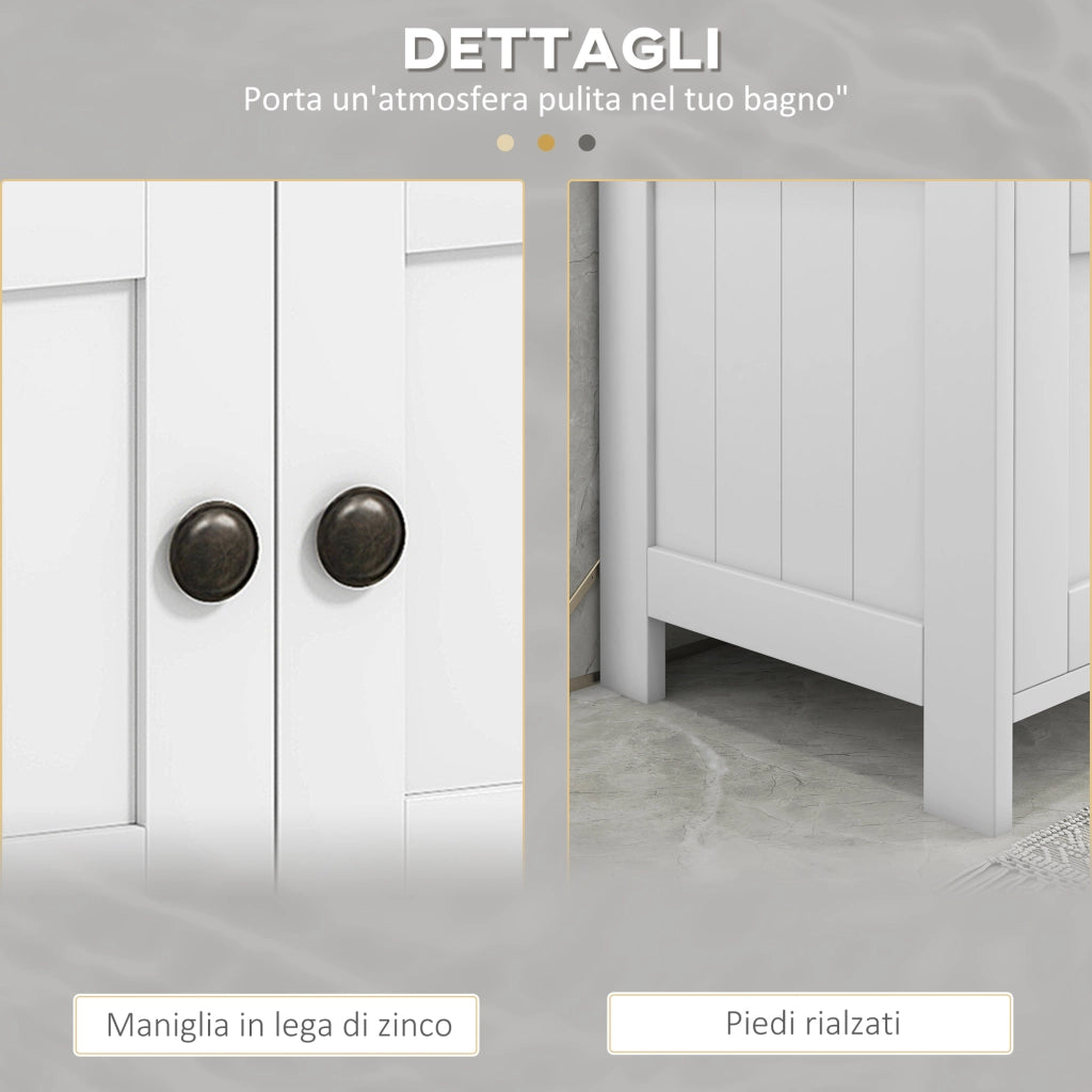 Mobile Sottolavabo con Ripiano e Armadietto ¨C Zephmum ¨C Bianco 60x30x60 cm