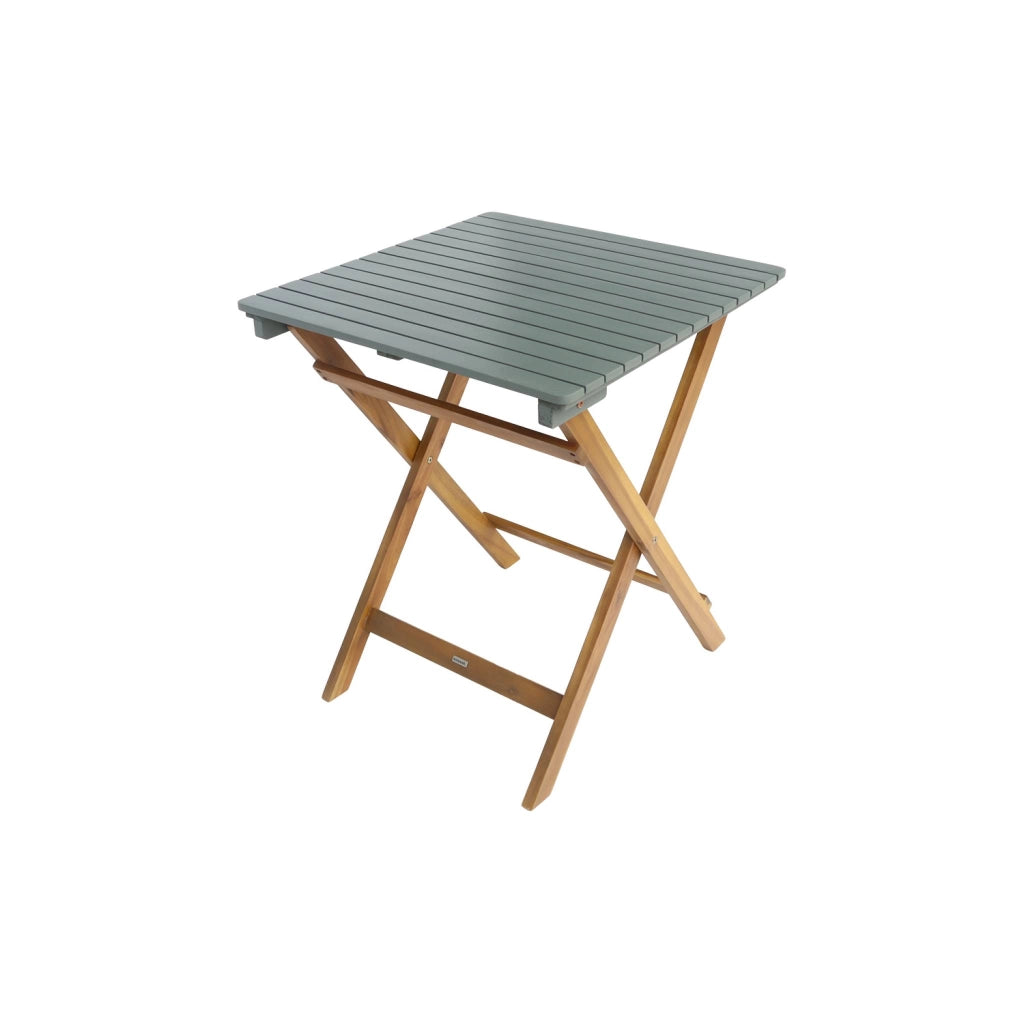 Set tavolo da giardino in legno di acacia con 2 sedie pieghevoli,